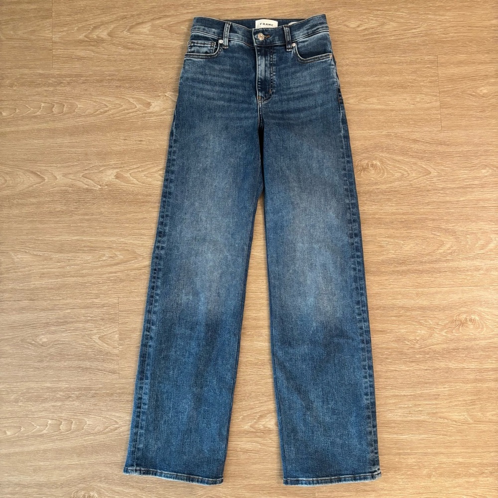 Frame Denim Women's Straight Leg Jeans in Classic Blue - Le Slim Palazzo